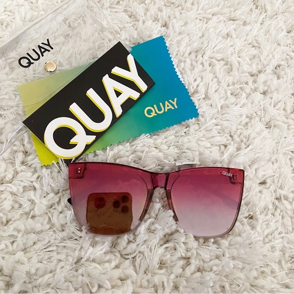 Quay Australia 56mm Gradient Cat Eye Sunglasses in Tortoise and Coral Mirror NWT - Picture 8 of 8